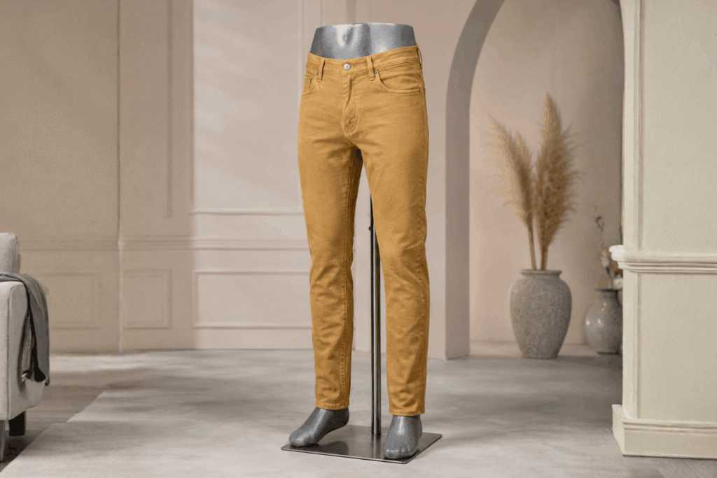 Before Clipping Beast apparel photo editing showing jeans on a mannequin before invisible mannequin editing.