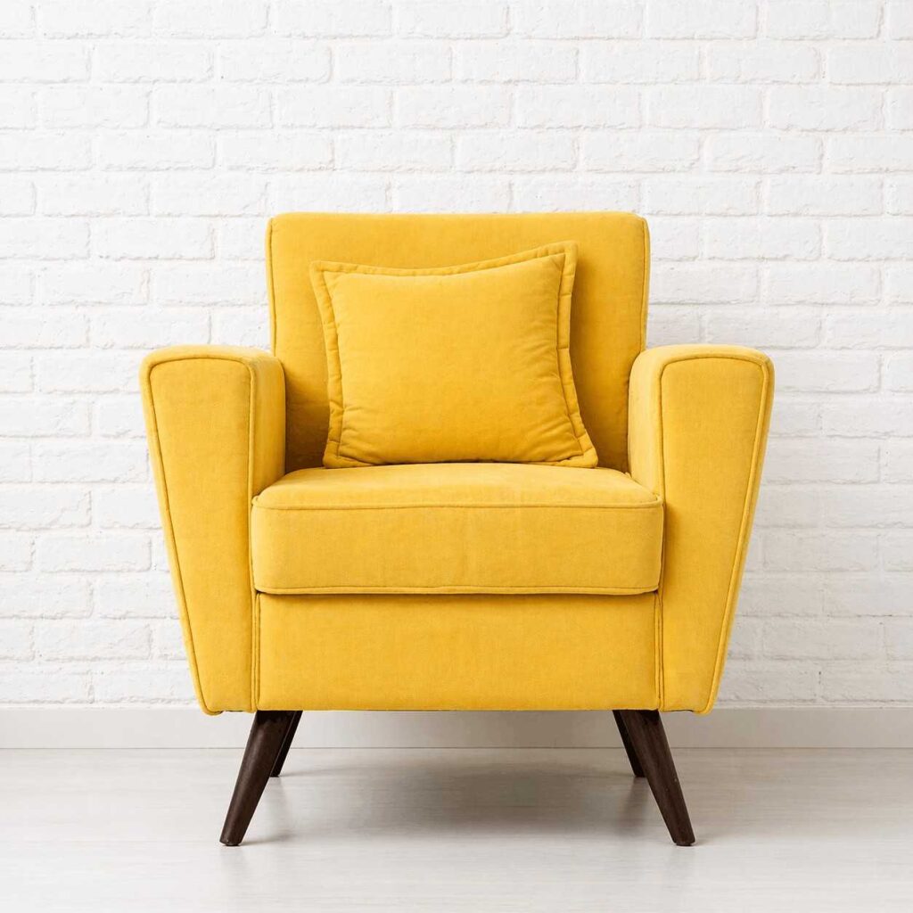 Yellow Armchair Before Hand-Drawn Clipping Path Background Removal | Clipping Beast